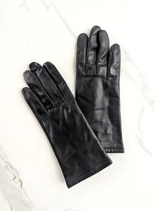 Vintage Fownes Women's Black Leather Gloves, Size 7-1/2, Lined - Picture 1 of 6