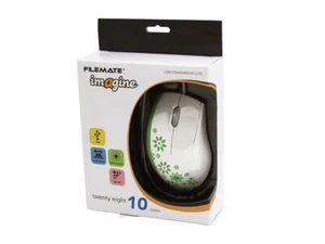 Wintec FileMate Imagine Series M2810 USB Standard Mouse White with GREEN Flowers - Picture 1 of 5