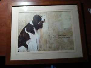 Dog Print Wood Frame 22 x 18 Very Nice - Picture 1 of 4