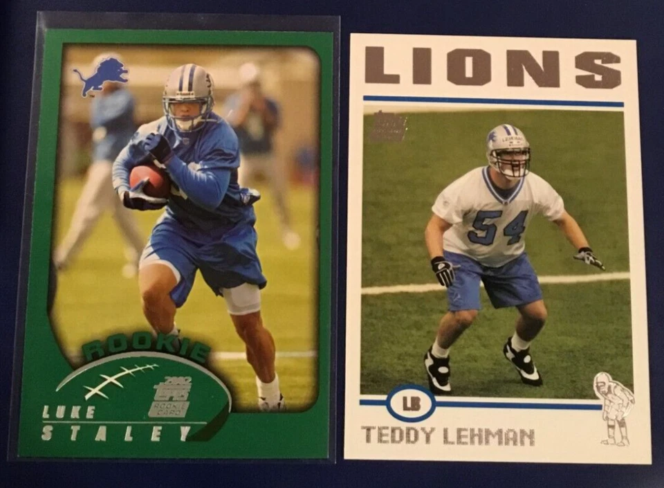 2002 & 2004 Topps #362 #381 TEDDY LEHMAN & LUKE STALEY Rookie Lot Detroit Lions - Image 1 of 1