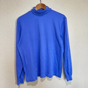 L.L.Bean 70s Turtleneck Long Sleeve Top Comfy Casual Periwinkle Blue Size L - Picture 1 of 8