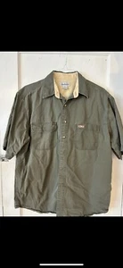 Carhartt Shirt Mens Large Olive Green Work Wear Short Sleeve Button Down - Picture 1 of 3