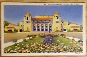 Auditorio Municipal San Antonio Texas TX Postal PC 1940s Curteich - Imagen 1 de 1