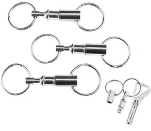 3x Double Key Ring Pull Split Apart Detachable Quick Release Keychain 2 Ring - Picture 1 of 9