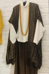 Eskandar O/S BRONZE BROWN 35" Silk Linen Metallic Long Tabard Duster Jacket VEST - Picture 1 of 10