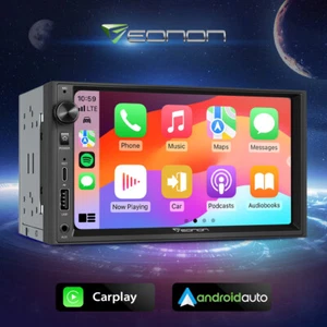 Double 2 DIN 7" QLED Car Radio Stereo Android Auto Apple CarPlay GPS Sat Nav DSP - Picture 1 of 17