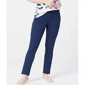 Denim & Co. PANTALÓN TOBILLO 18W Azul Marino Elástico Sarga Pierna Recta D & Co. QVC NUEVO - Imagen 1 de 9