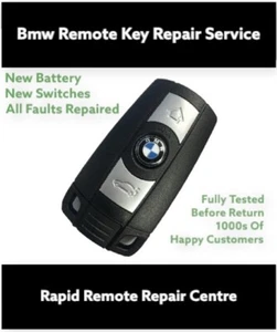 BMW KEY FIX 3 BUTTON REMOTE KEY FOB REPAIR SERVICE + NEW RECHARGEABLE BATTERY - Picture 1 of 1