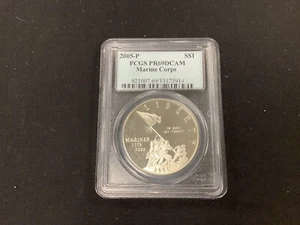 2005-P Marines Corps $1 Commemorative Silver Dollar PCGS PR69DCAM! - Picture 1 of 2