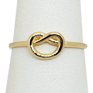 Solid 18K Women's Yellow Gold Love Knot Ring Ring Sizes 1 - 12, Midi - Picture 1 of 9