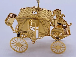 Carro B2 Danbury como nuevo Elf Coach adorno dorado vacaciones de Navidad 2003 - Imagen 1 de 12