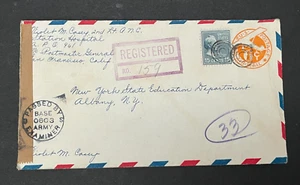 1943 APO HAWAII 6c AIR PSE UPRATED 15c PREXIE WWII CENSOR !! ARMY NURSE LT CASEY - Picture 1 of 2