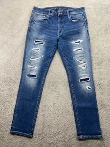 American Eagle Jeans Herren 34x31 Blau Denim Slim Stretch Distressed Normcore - Bild 1 von 15
