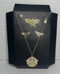 DC Comics Wonder Woman Halskette und Ohrringe Set goldfarben 18” 3” Verlängerung - Bild 1 von 10