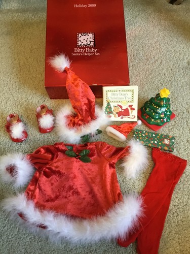 VETEMENTS Completo American Girl Bitty Baby Santa’s Helper Holiday 2000 nuovo con scatola