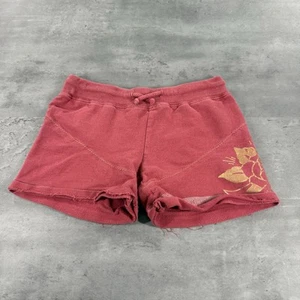 Ed Hardy Mini Shorts Women Jr Large Red Gold Sweatpant Tattoo Faded Y2K Vintage - Picture 1 of 11