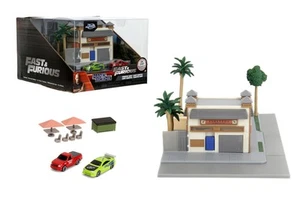 Fast and Furious Nanoscene Toretto's Market Cafe with Die Cast Vehicles - Picture 1 of 8