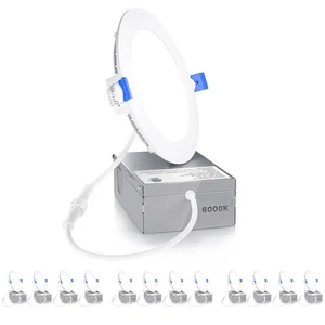 Paquete de 12 luces de techo empotrables LED de 4 pulgadas, regulables, 6000K blanco claro, 750LM... - Imagen 1 de 8