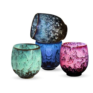 Keramik Teetassen Japanisch Set 4 Handbemalt Glänzend 5,07oz Yunomi Ofengebrannt - Bild 1 von 16