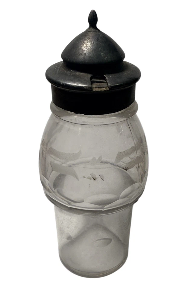 Antiguo tarro de vidrio condimento victoriano de ricino mostaza grabado repuesto Foto 1 de 4