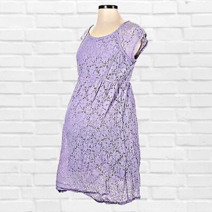 Motherhood Maternity Lace Midi Dress Fit & Flare Short Sleeve Mom To Be Medium - Picture 1 of 9