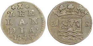 Netherlands / Zeeland - 2 Stuivers 1745 - Picture 1 of 3