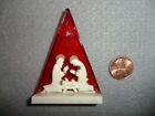 Vintage Miniature Red Plastic Stable Holy Family 