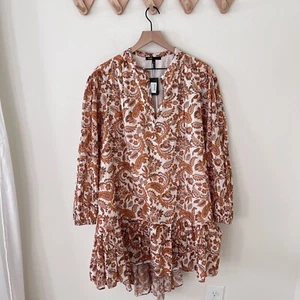 NWT Maje Oversized Paisley Dress Orange Fall Autumn Size 40/ 8 - 25" Pit To Pit - Bild 1 von 7