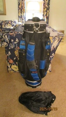 Used Large DATREK CART GOLF BAG 14 WAY TOP 9 ZIPPERED POCKETS STRAP W/COVER - Image 1 of 4