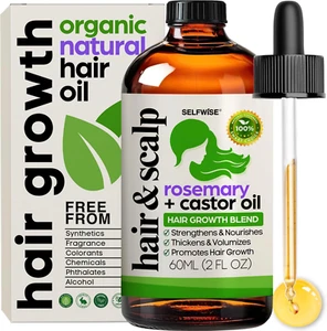 Organic Rosemary Castor Oil for Hair Growth: Enriched with Argan, Coconut Jojoba - Picture 1 of 9