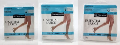 x3 No Nonsense Essential Basics Reinforced Toe Knee Highs White/Beige/Black Sz Q - Image 1 of 4
