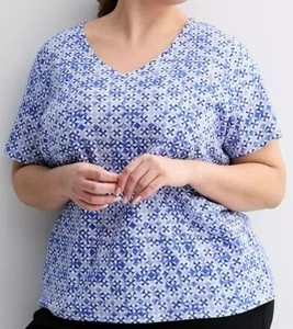 CROFT & BARROW SHORT SLV ESSENTIAL V-NECK TEE PULLOVER TOP WOMEN'S PLUS 3X *NIP* - Picture 1 of 4
