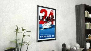 24 HRS LE MANS '97 - Póster de carrera vintage giclee de lienzo enmarcado Porsche - Imagen 1 de 6