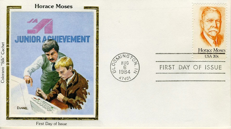 US FDC 1984 #2095 Horace Moses Junior Achievement Colorano Cachet  20¢ - Image 1 of 1