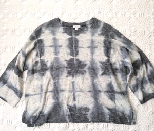 Pure J. Jill Sweater Blue Ivory Shibori Tie Dye 3/4 Sleeve Relaxed Small P Women - Picture 1 of 8