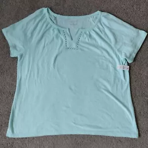 Talbots Women's Top Size 3X Plus Short Sleeves Blue NWT $45 Tag - Picture 1 of 12