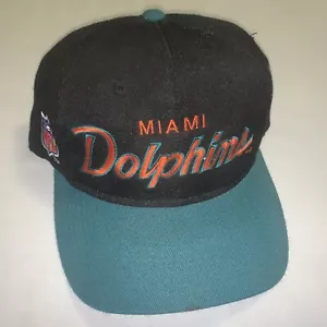 Specialità sportive vintage Miami Dolphins NFL script snapback lana a cupola nera - Foto 1 di 5