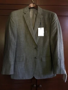 $395~ Calvin Klein Blazer Sport Coat Jacket Grey HERRINGBONE Linen and Wool 40S. - Picture 1 of 11
