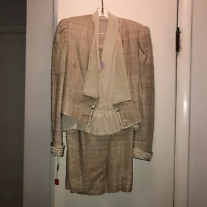 Vintage Jonathan Hitchcock/Neiman |Size 12| Cream Silk Blazer & Skirt Suit Set - Picture 1 of 5