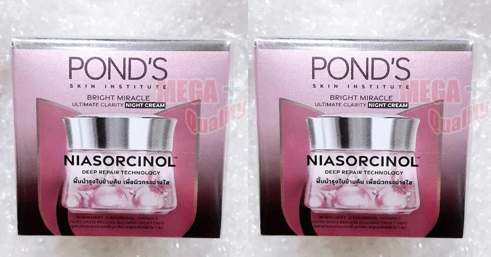 2 x POND s Bright Miracle Niasorcinol Serum Cream Deep repair Night Cream 45g - Image 1 of 4