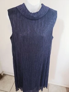 Vestido azul superposición línea A con cuello de ropa Connected talla 12 nuevo con etiquetas - Imagen 1 de 5