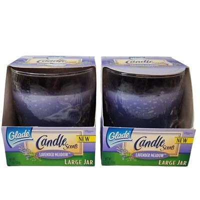 Lot Of 2 Glade Candle Scents Large Jar Lavender Meadow 7.5 oz VTG NIP 1997 - Image 1 of 4