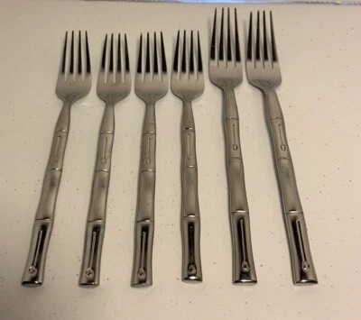 Hampton Silversmiths BAMBOO Forks 2 Dinner 4 Salad Foto 1 de 4