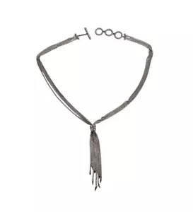 Authentic David Yurman Willow Drop Tassel Sterling Silver & Diamond Box Necklace - Picture 1 of 3