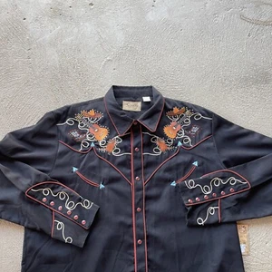 Scully Shirt Mens 2XL Black Pearl Snap Embroidered Music Guitar Western Cowboy - Picture 1 of 11
