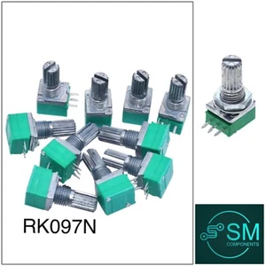 10PCS RK097N Linear Sealed Potentiometer 5K,10K,20K,50K,100K 3pins 15mm Shaft - Picture 1 of 5