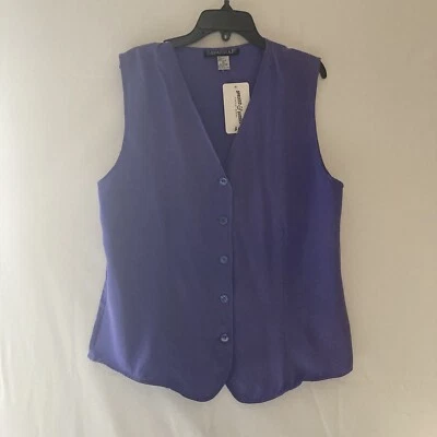 VTG 90s Silk Vest Women’s XL Festival Purple Boho Minimalist Chic Office Siren - Image 1 of 4