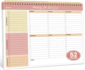 Weekly to Do List Notepad with 52 Undated Sheets(8.5"×11")- Undated Weekly Plann - Picture 1 of 7