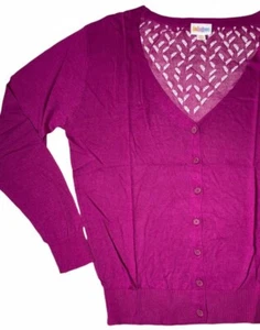 Lularoe Cheryl Cardigan Sweater Hot Pink Magenta Medium Lightweight Cover Up - Picture 1 of 3