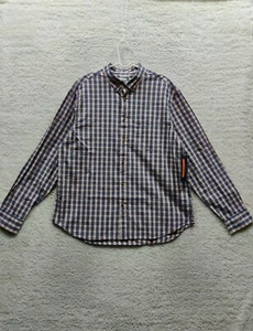 Camicia classica Old Navy Built-In Flex uomo regular fit arancione/blu a quadri taglia XL - Foto 1 di 11
